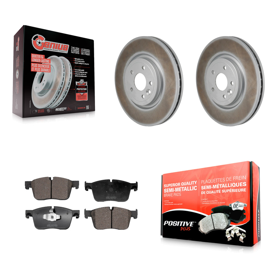 Front Coated Disc Brake Rotors And Semi-Metallic Pads Kit For Jaguar XF KGF-103213