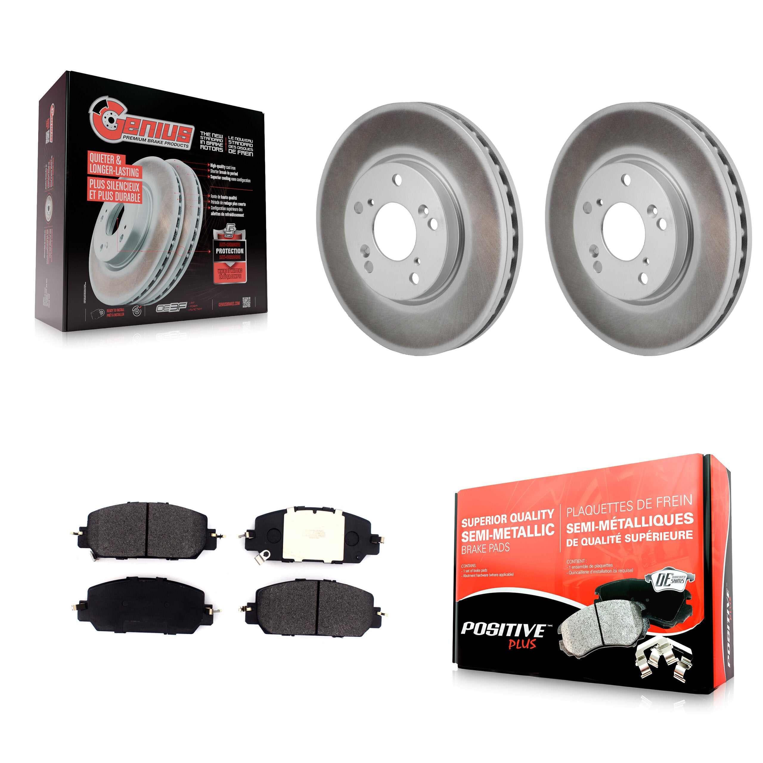 Front Coated Disc Brake Rotors And Semi-Metallic Pads Kit For 2017-2021 Honda Clarity KGF-103225