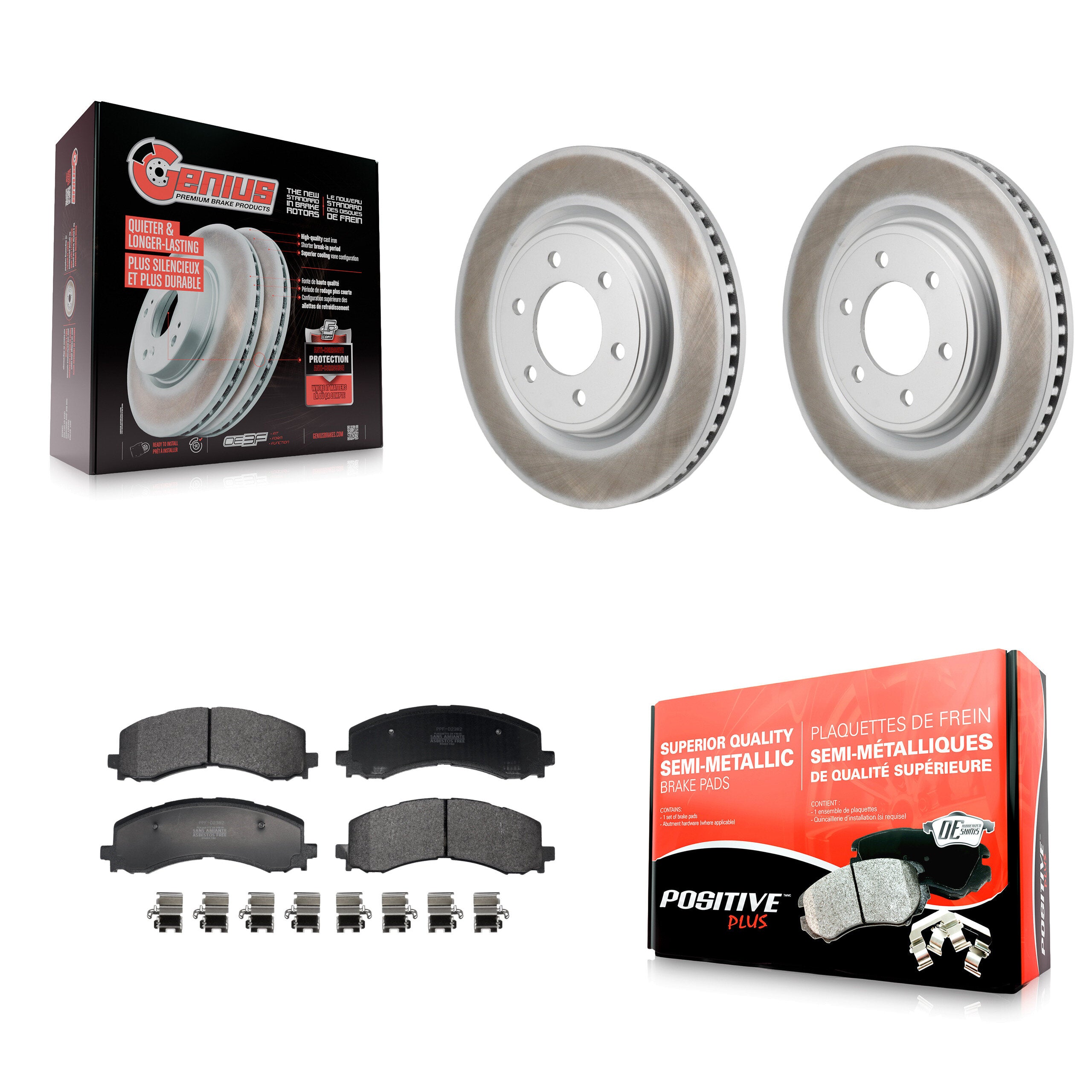 Front Coated Brake Rotor & Semi-Metallic Pad Kit For Ford F-150 Bronco Expedition Lincoln KGF-103237