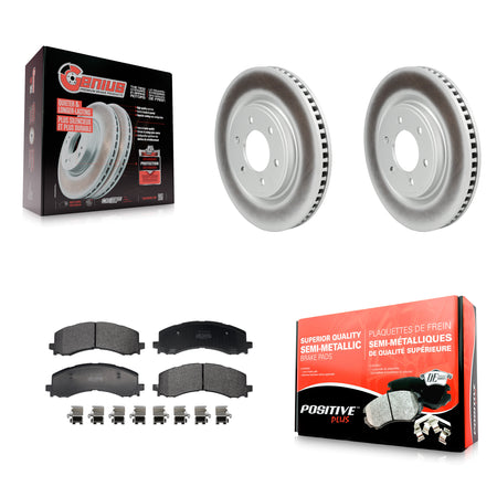 Front Coated Disc Brake Rotors & Semi-Metallic Pad Kit For 2022-2023 Ford F-150 Lightning KGF-103238