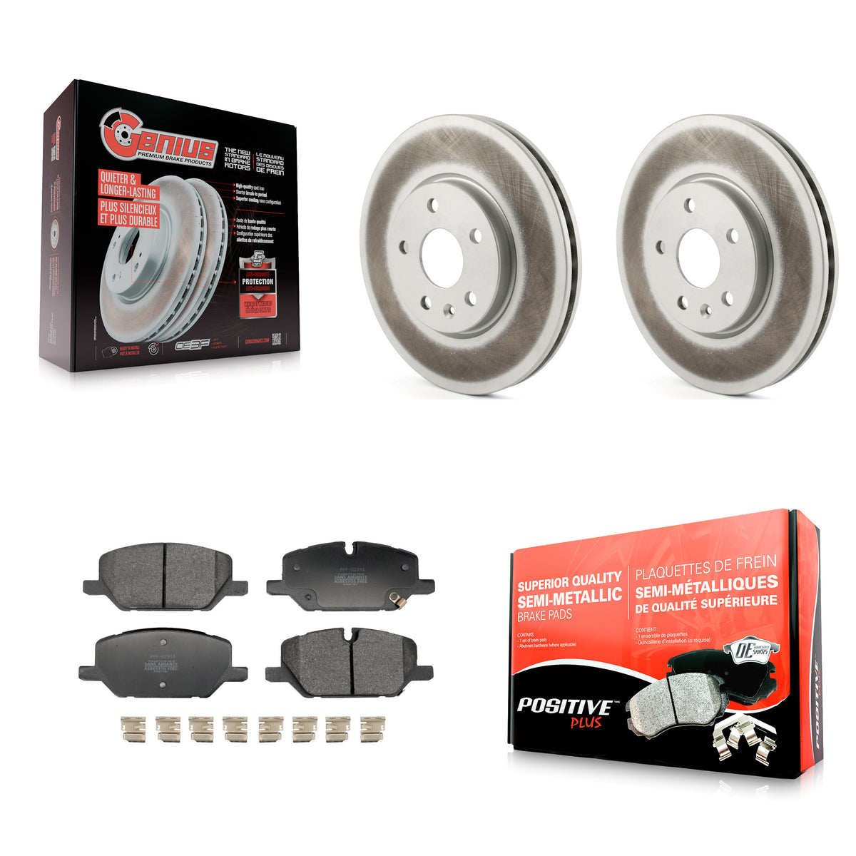 Front Coated Disc Brake Rotors And Semi-Metallic Pads Kit For Buick Envision Cadillac XT4 KGF-103242
