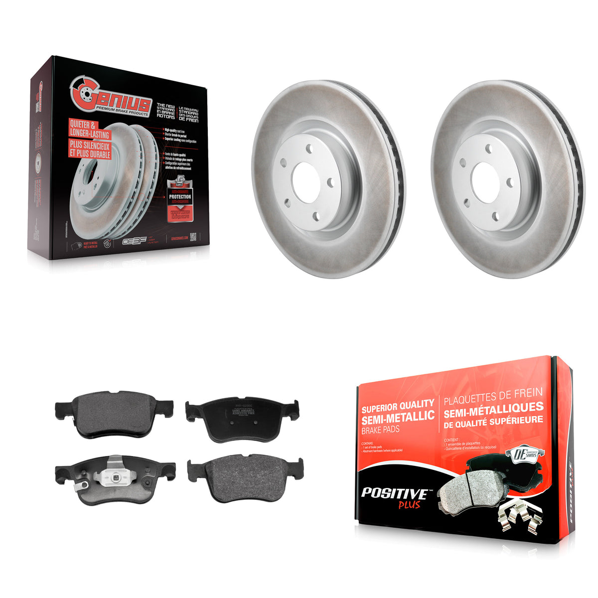 Front Coat Brake Rotor Semi-Metallic Pad Kit For Ford Escape Bronco Sport Lincoln Corsair KGF-103251