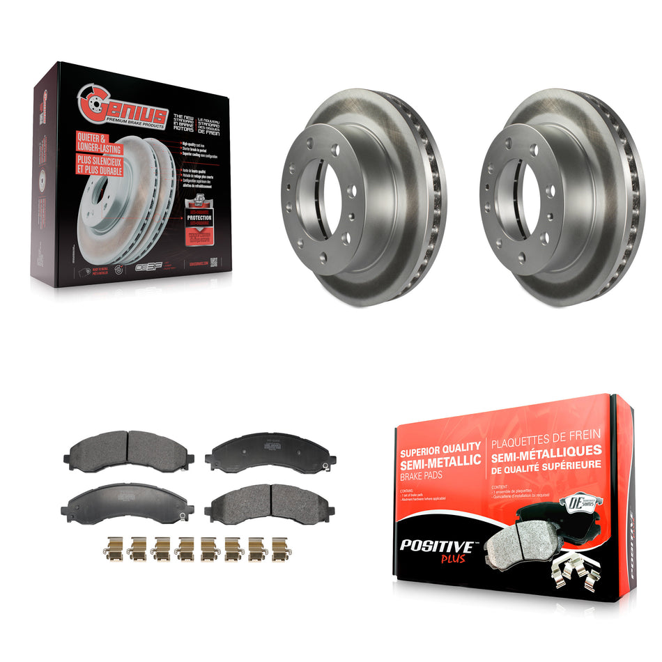 Front Coated Brake Rotor Semi-Metallic Pad Kit For GMC Chevrolet Savana 2500 Express 3500 KGF-103258