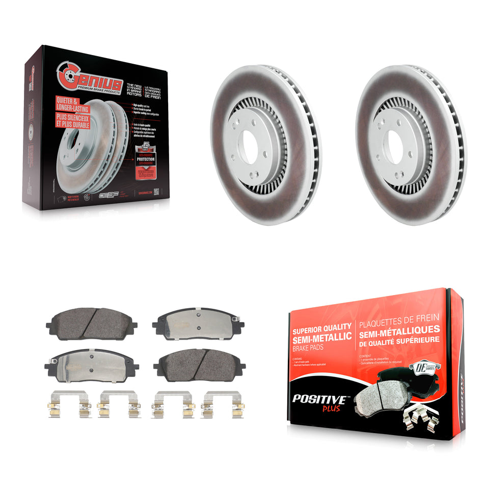 Front Coated Disc Brake Rotors And Semi-Metallic Pads Kit For 2022-2024 Kia Carnival KGF-103261