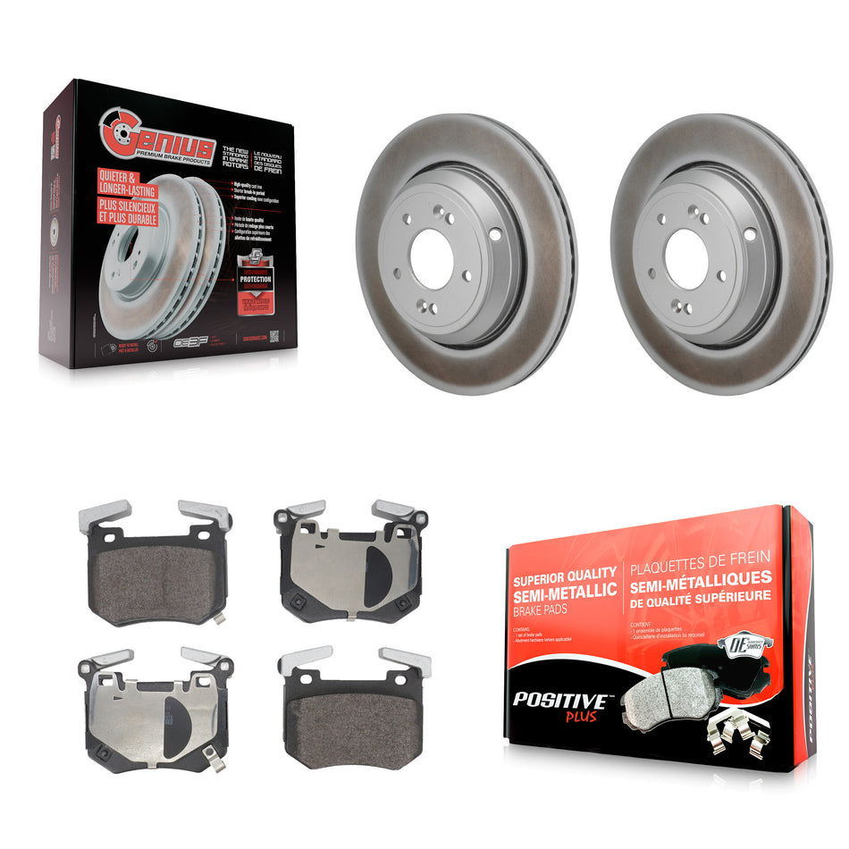 Rear Coated Disc Brake Rotors And Semi-Metallic Pads Kit For Genesis G70 Kia Stinger 3.3L KGF-103276