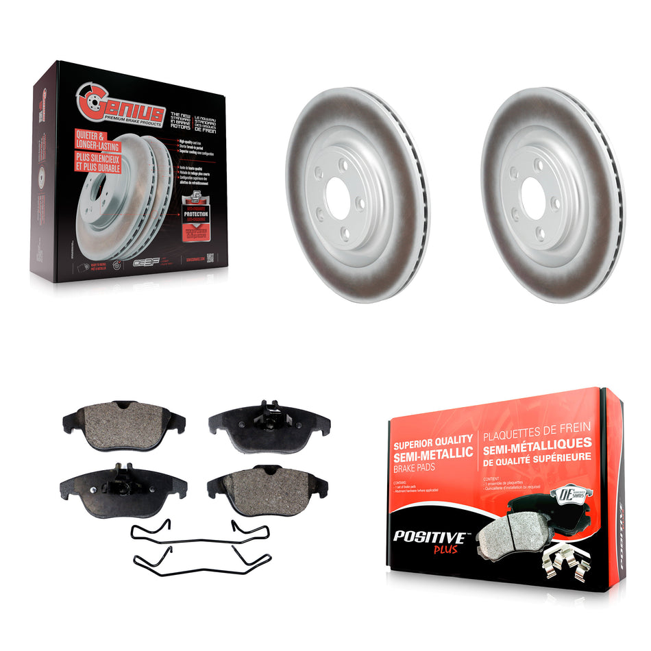 Rear Coated Disc Brake Rotors And Semi-Metallic Pads Kit For 2017 Mercedes-Benz E400 KGF-103288