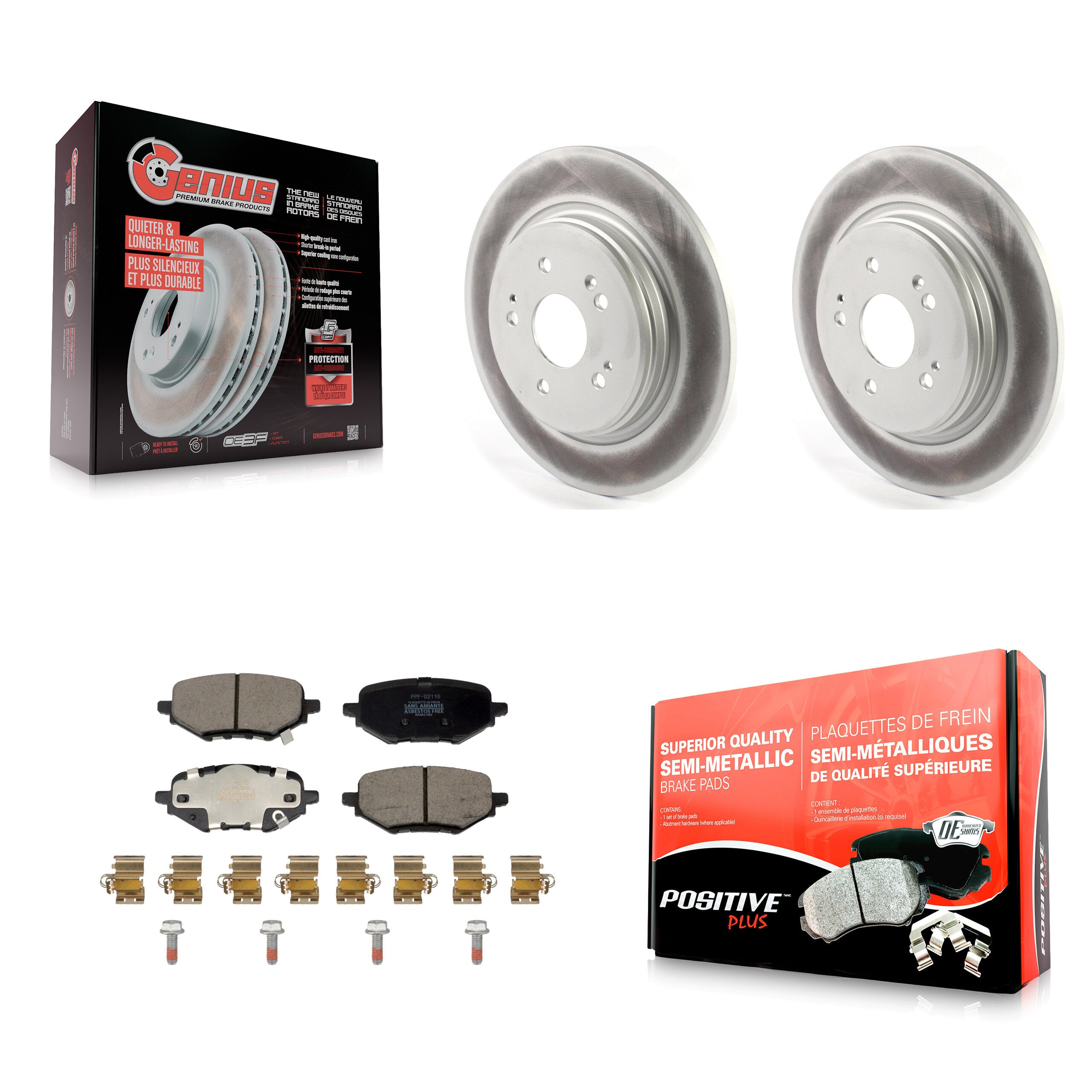 Rear Coated Disc Brake Rotors And Semi-Metallic Pads Kit For Honda HR-V Clarity KGF-103305