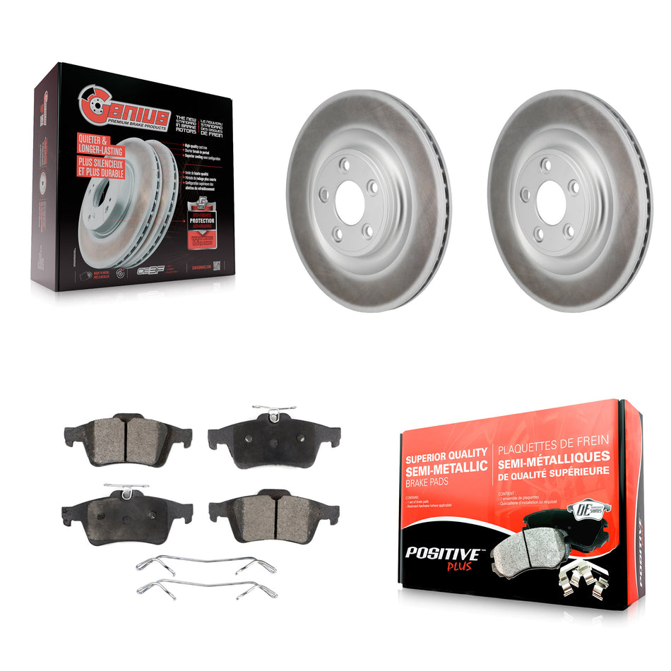 Rear Coat Brake Rotors Semi-Metallic Pad Kit For 2016 Jaguar XJ With Manual Parking KGF-103310
