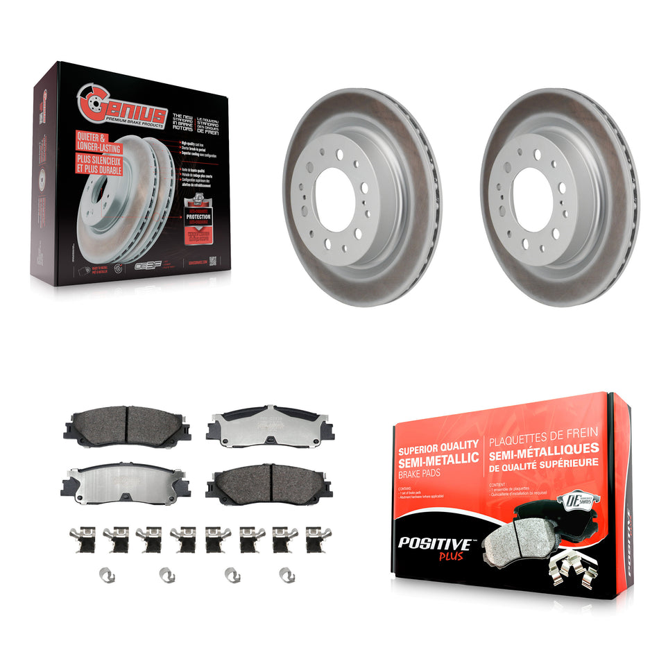 Rear Coated Disc Brake Rotors Semi-Metallic Pad Kit For Toyota Tundra Sequoia Lexus LX600 KGF-103313