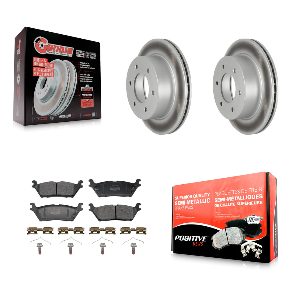 Rear Coated Disc Brake Rotors And Semi-Metallic Pads Kit For 2022-2023 Ford Bronco 3.0L KGF-103315