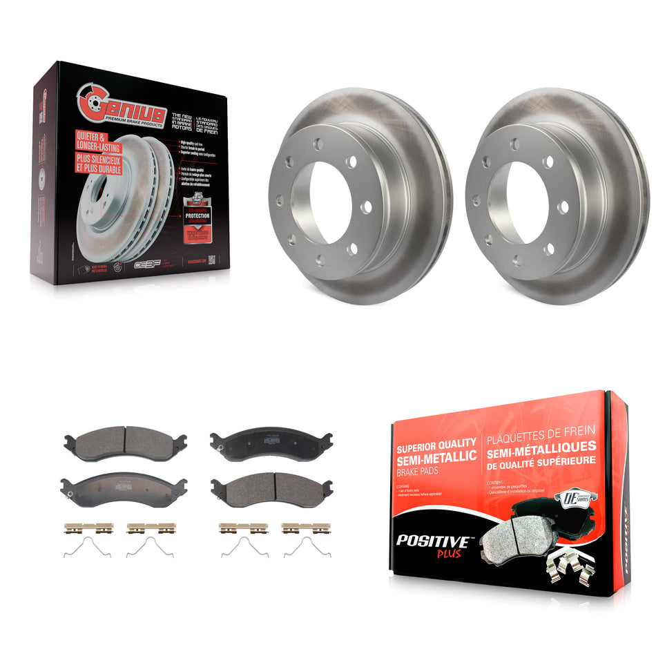 Rear Coated Brake Rotors Semi-Metallic Pad Kit For GMC Chevrolet Savana 2500 Express 3500 KGF-103316