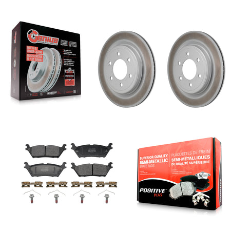 Rear Coated Brake Rotor Semi-Metallic Pad Kit For Ford F-150 Lightning Expedition Lincoln KGF-103320
