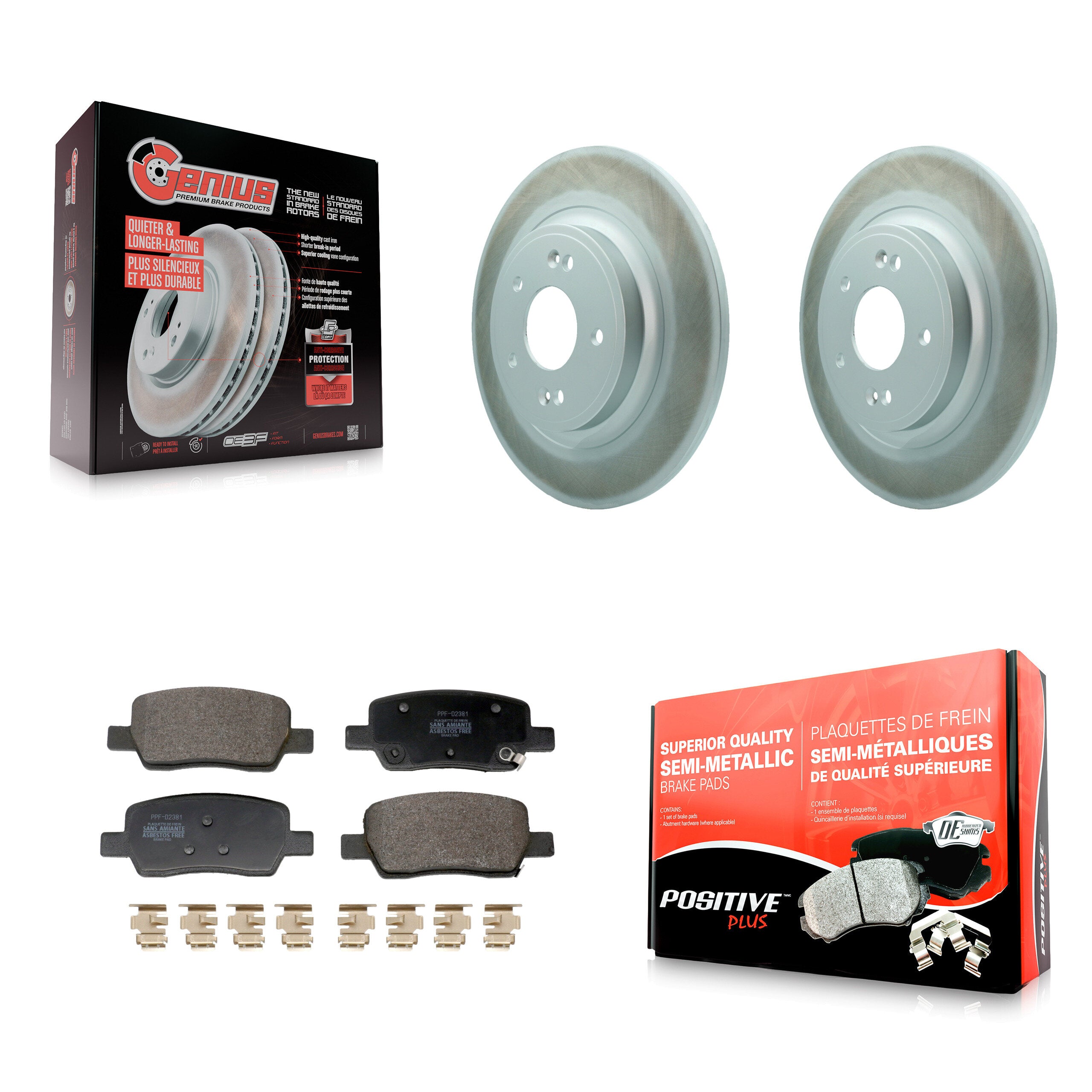 Rear Coated Brake Rotor Semi-Metallic Pad Kit For Hyundai Santa Fe Kia Sorento GAS engine KGF-103322