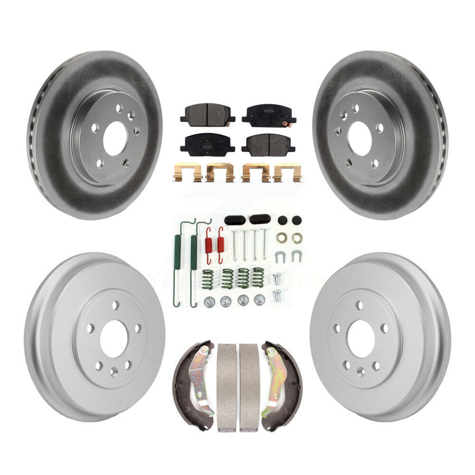 Front Rear Coated Disc Brake Rotors Semi-Metallic Pad & Drum Kit (7Pc) For Chevrolet Trax KGF-103335