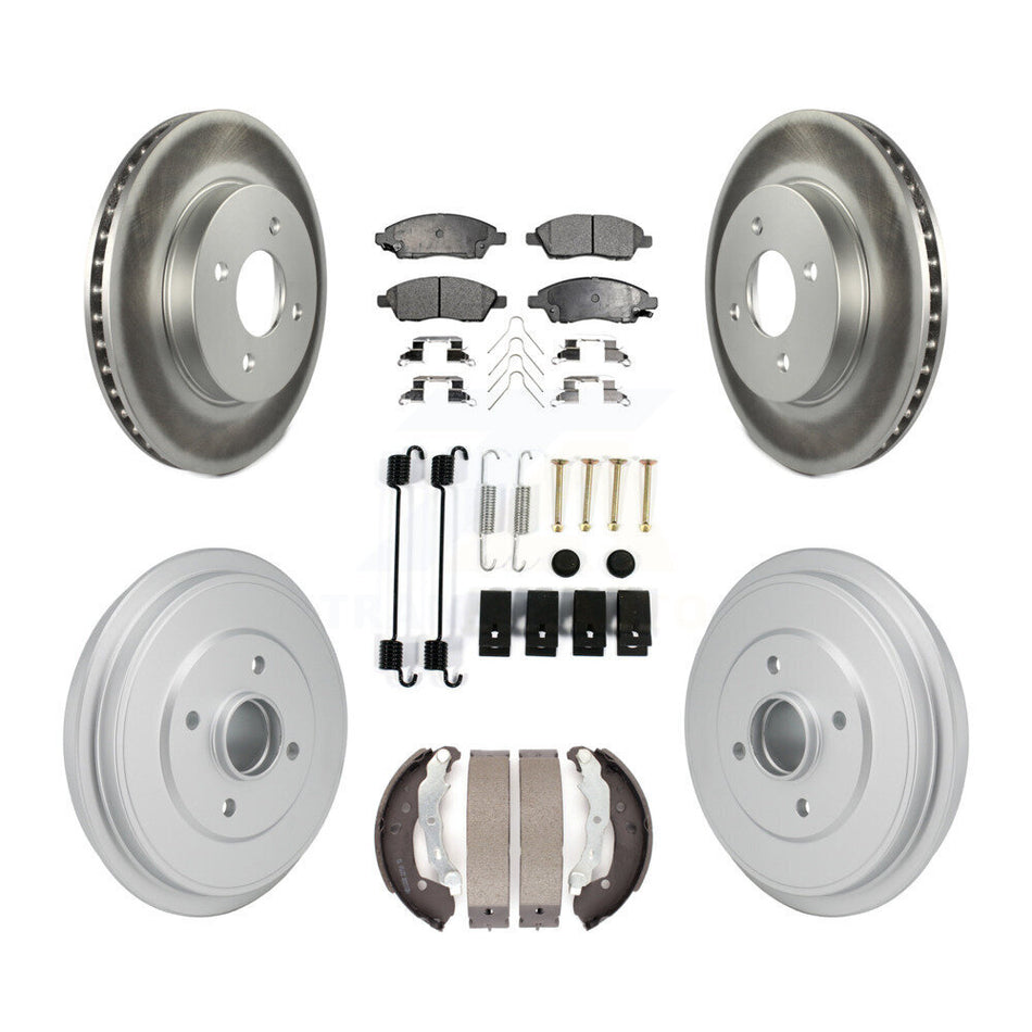 Front Rear Coat Brake Rotors Semi-Metallic Pad Drum Kit (7Pc) For Nissan Micra Versa Note KGF-103336