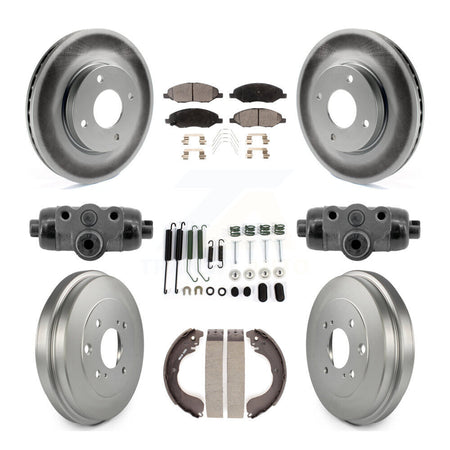 Front Rear Coat Brake Rotor Semi-Metallic Pad Drum Kit (9Pc) For Nissan Versa 4-Wheel ABS KGF-103348