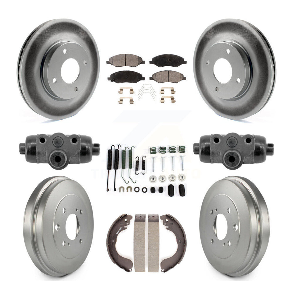 Front Rear Coat Brake Rotor Semi-Metallic Pad Drum Kit (9Pc) For Nissan Versa 4-Wheel ABS KGF-103348