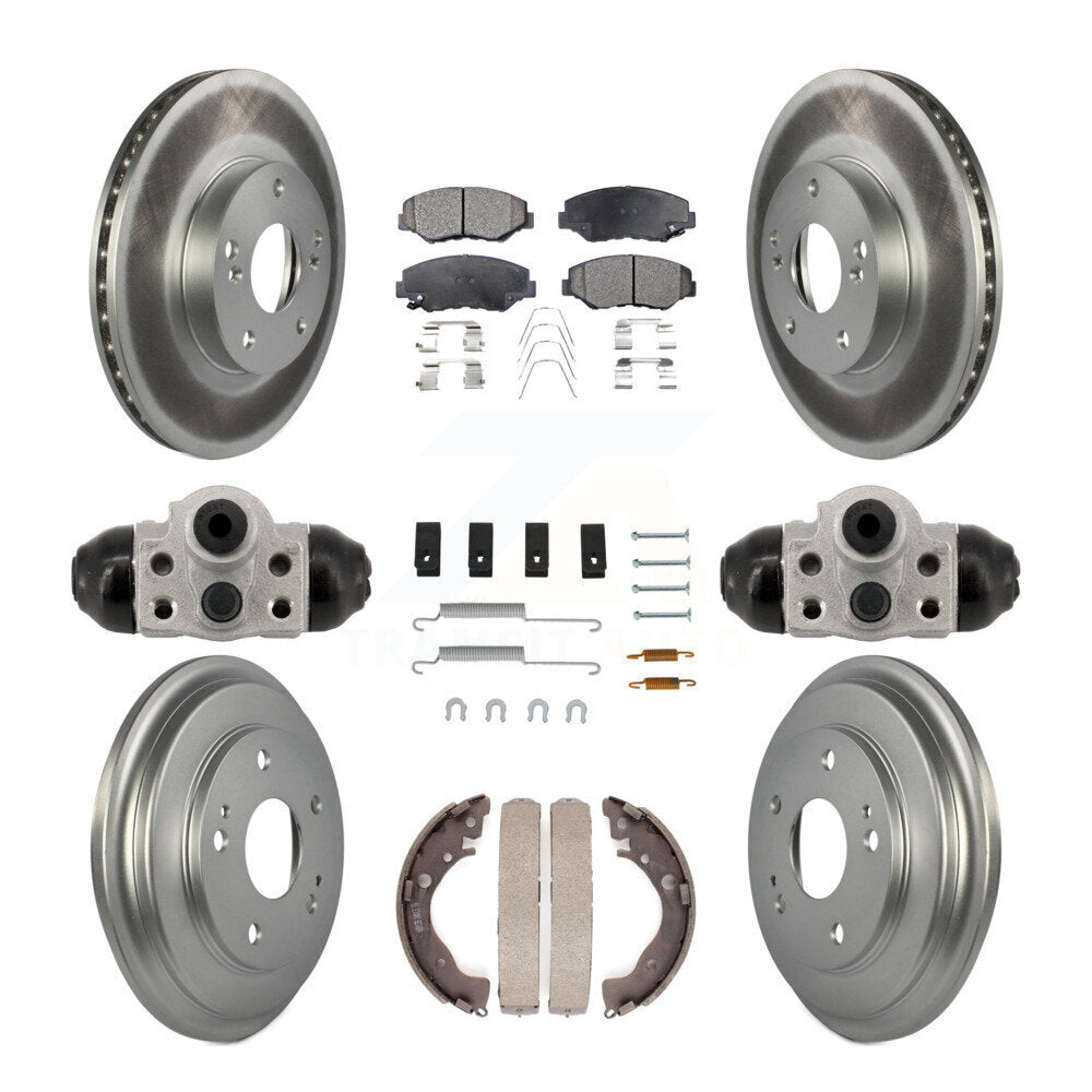 Front Rear Coated Disc Brake Rotors Semi-Metallic Pads And Drum Kit (9Pc) For Honda Civic KGF-103349