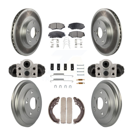Front Rear Coated Disc Brake Rotors Semi-Metallic Pads And Drum Kit (9Pc) For Honda Civic KGF-103349