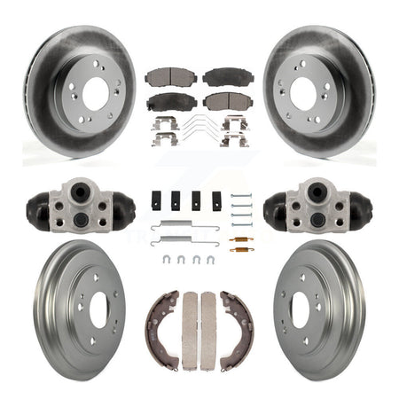 Front Rear Coated Disc Brake Rotors Semi-Metallic Pads And Drum Kit (9Pc) For Honda Civic KGF-103351