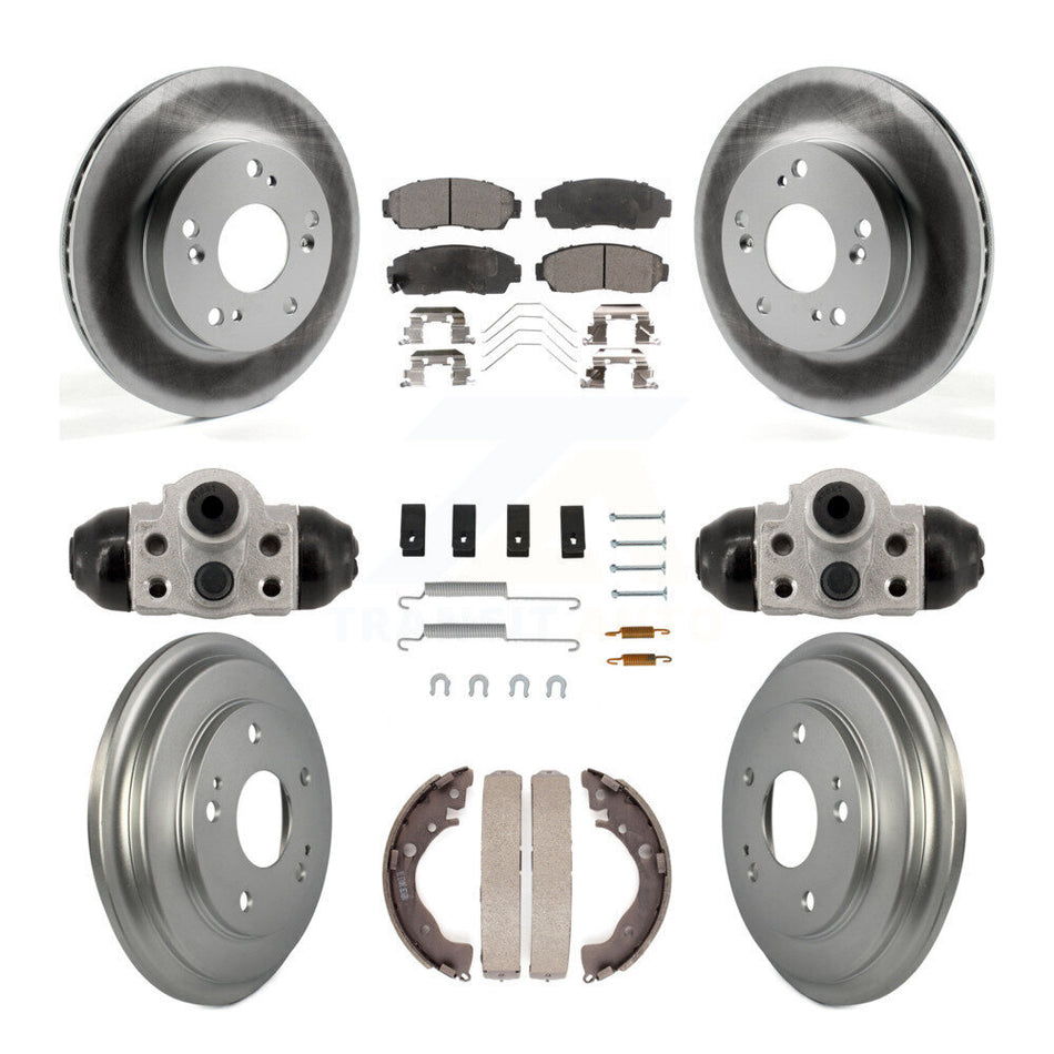 Front Rear Coated Disc Brake Rotors Semi-Metallic Pads And Drum Kit (9Pc) For Honda Civic KGF-103351