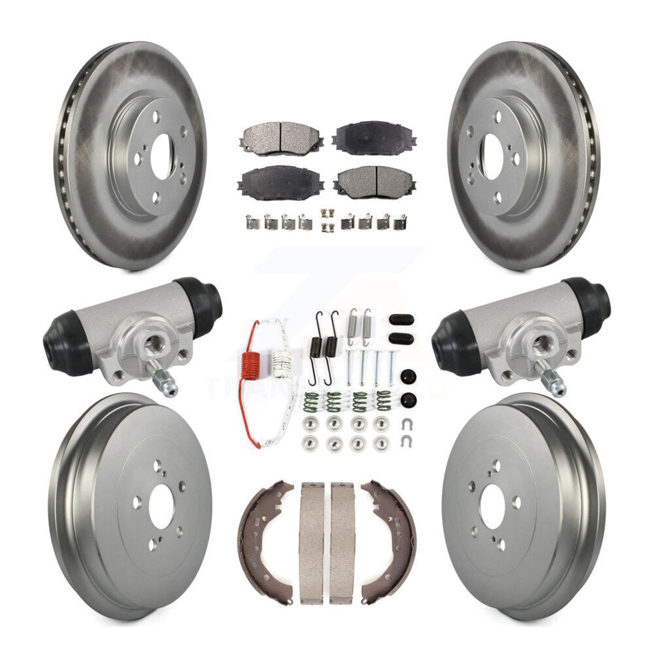 Front Rear Coated Disc Brake Rotors Semi-Metallic Pad & Drum Kit (9Pc) For Toyota Corolla KGF-103353