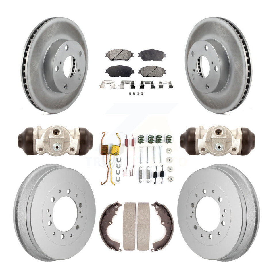 Front Rear Coated Brake Rotor Semi-Metallic Pad Drum Kit (9Pc) For 2015 Toyota Tacoma 4WD KGF-103355