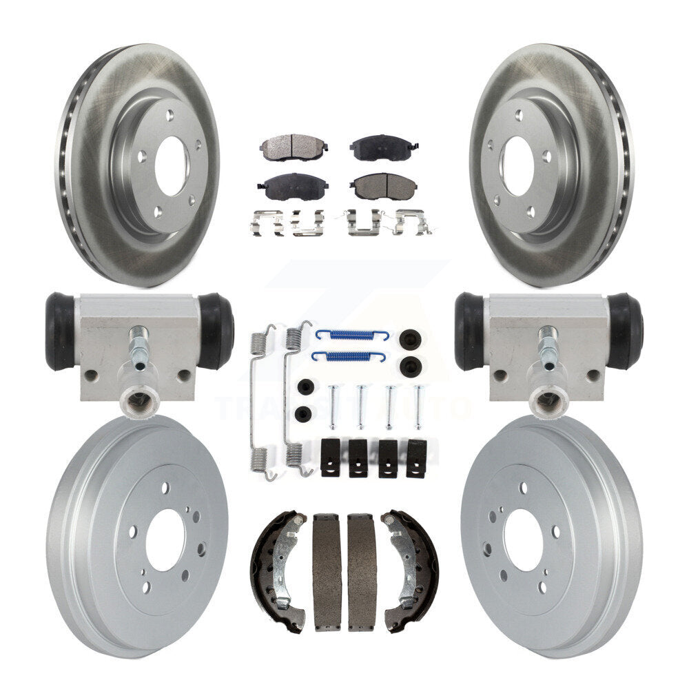 Front Rear Coated Disc Brake Rotor Semi-Metallic Pad And Drum Kit (9Pc) For Nissan Sentra KGF-103356