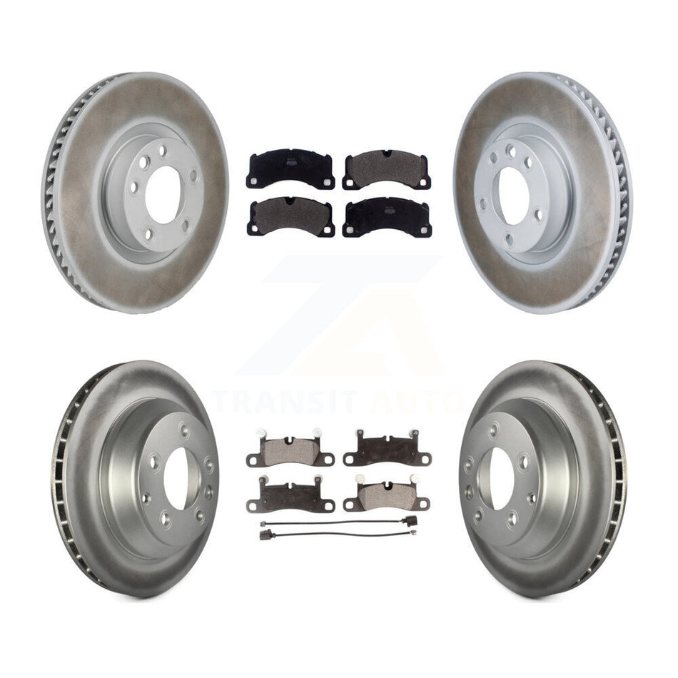 Front Rear Coated Brake Rotors Semi-Metallic Pad Kit (6Pc) For Volkswagen Touareg Porsche KGF-103361
