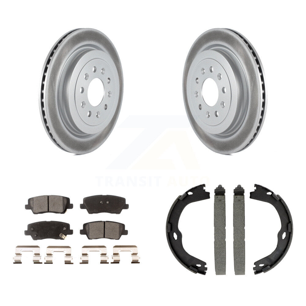 Rear Disc Coated Rotors Semi-Metallic Pads And Parking Brake Shoes Kit For Cadillac ATS KGF-103370