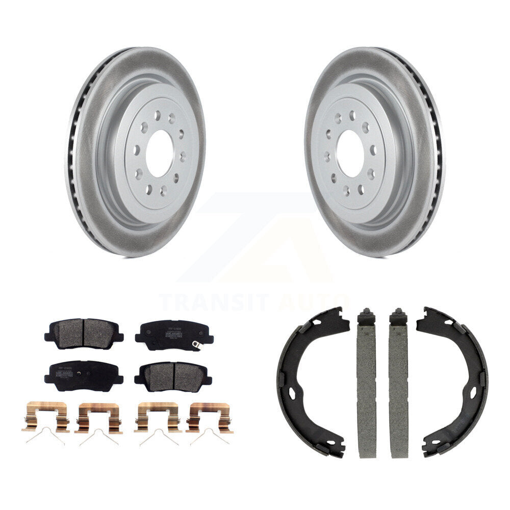 Rear Disc Coated Rotors Semi-Metallic Pads And Parking Brake Shoes Kit For Cadillac ATS KGF-103371