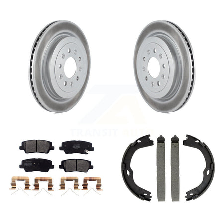 Rear Disc Coated Rotors Semi-Metallic Pads And Parking Brake Shoes Kit For Cadillac ATS KGF-103371