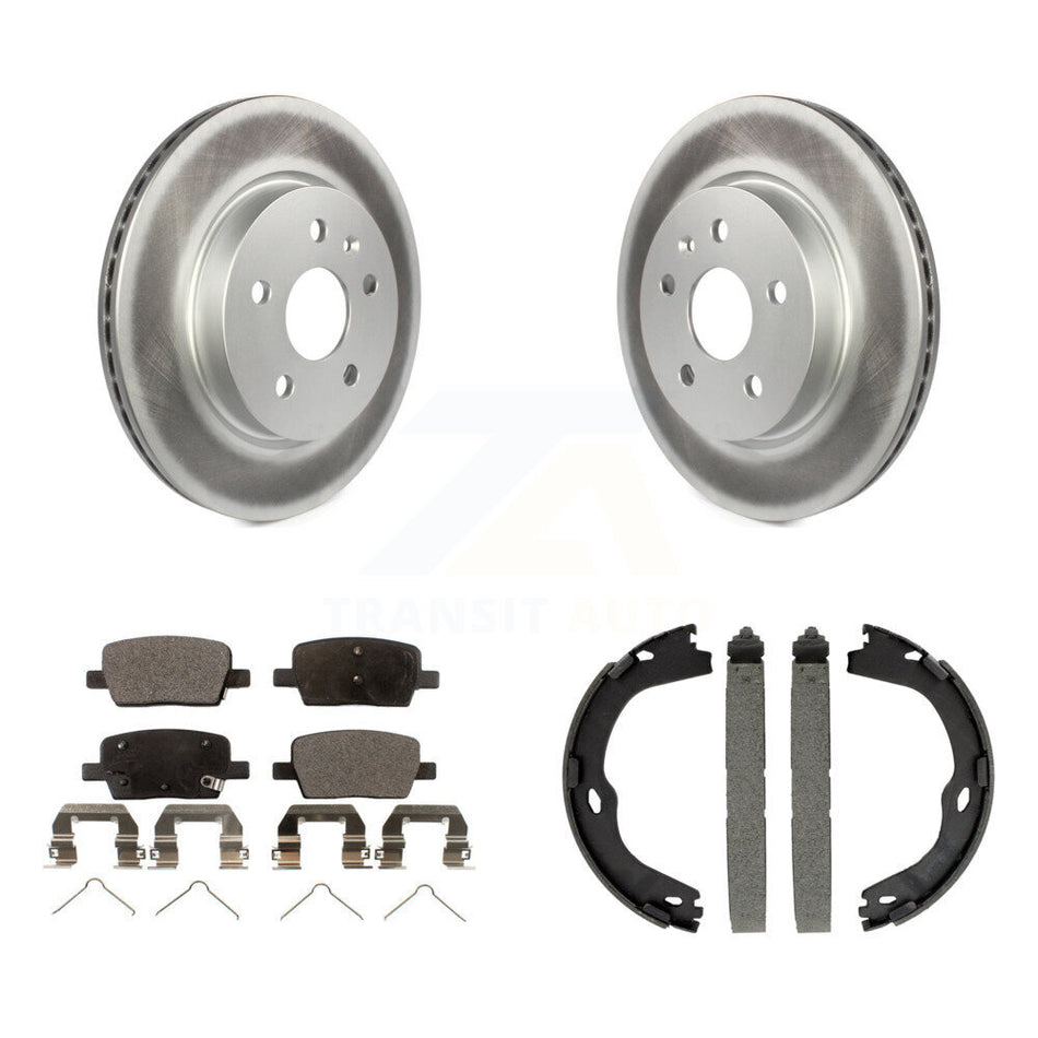 Rear Disc Coated Rotors Semi-Metallic Pads & Parking Brake Shoes Kit For Chevrolet Camaro KGF-103372