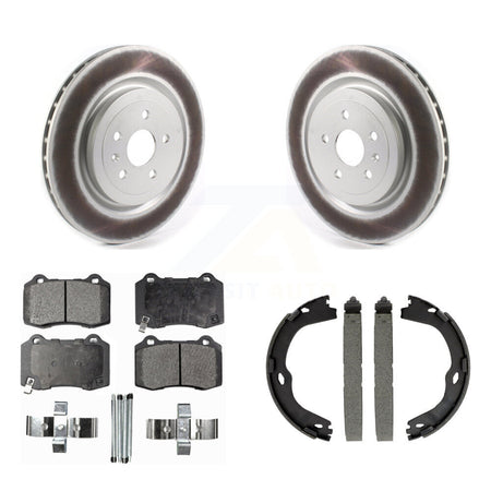 Rear Disc Coated Rotors Semi-Metallic Pads And Parking Shoes Kit For Chevrolet Camaro CTS KGF-103373