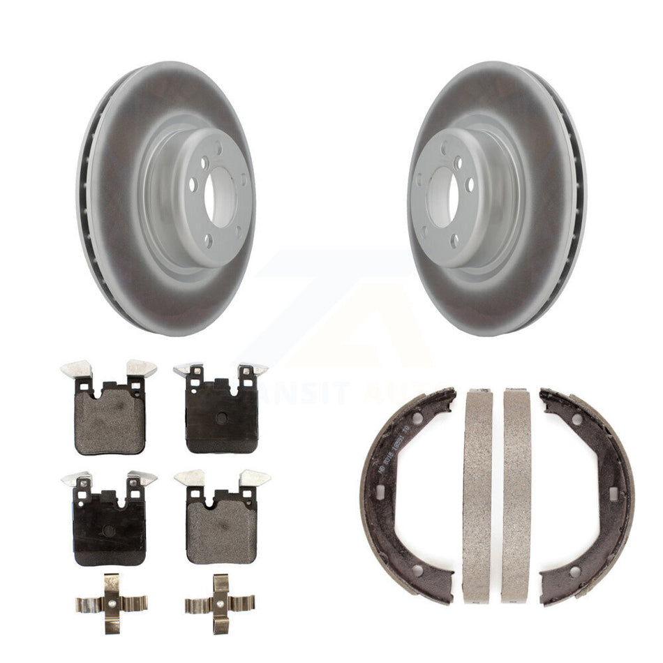 Rear Disc Coated Rotors Semi-Metallic Pads And Parking Shoes Kit For BMW 328i 320i xDrive KGF-103377