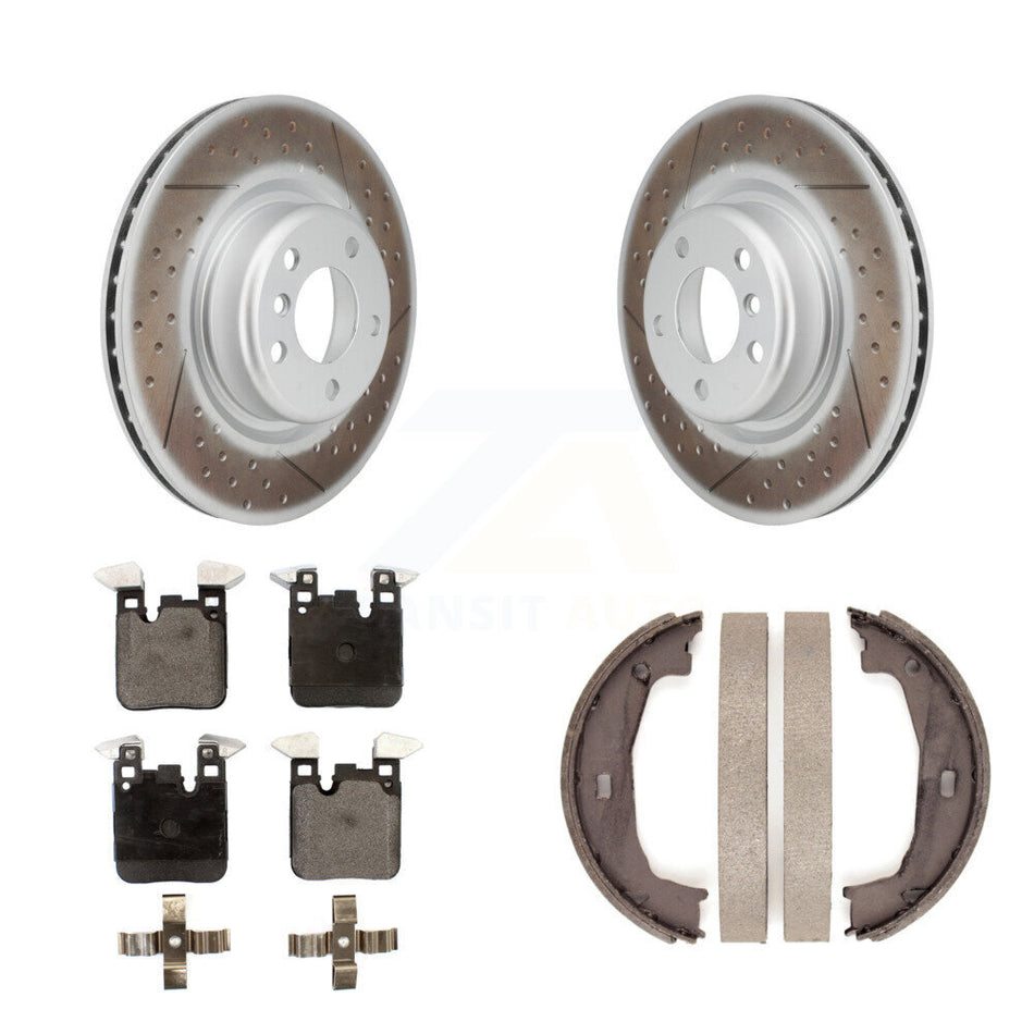 Rear Disc Coated Rotors Semi-Metallic Pads And Parking Shoes Kit For BMW 230i xDrive 228i KGF-103380