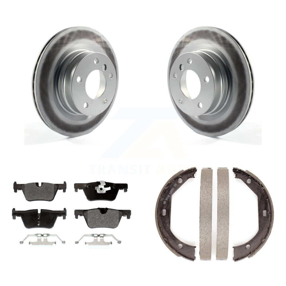 Rear Disc Coated Rotors Semi-Metallic Pads And Parking Brake Shoes Kit For BMW 328i KGF-103382