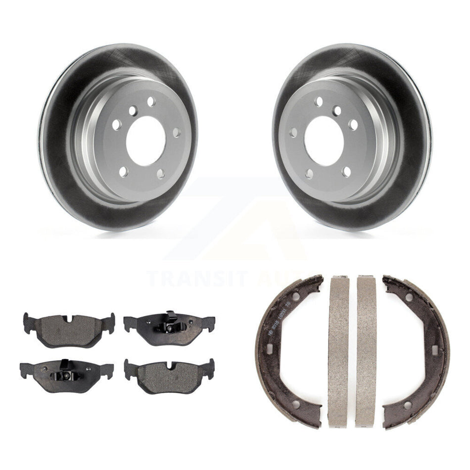 Rear Disc Coated Rotors Semi-Metallic Pads Parking Shoes Kit For BMW 328i xDrive X1 328xi KGF-103384