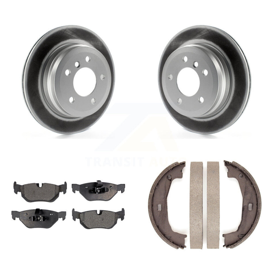 Rear Disc Coated Rotors Semi-Metallic Pads Parking Shoes Kit For BMW 328i Wagon with 3.0L KGF-103385
