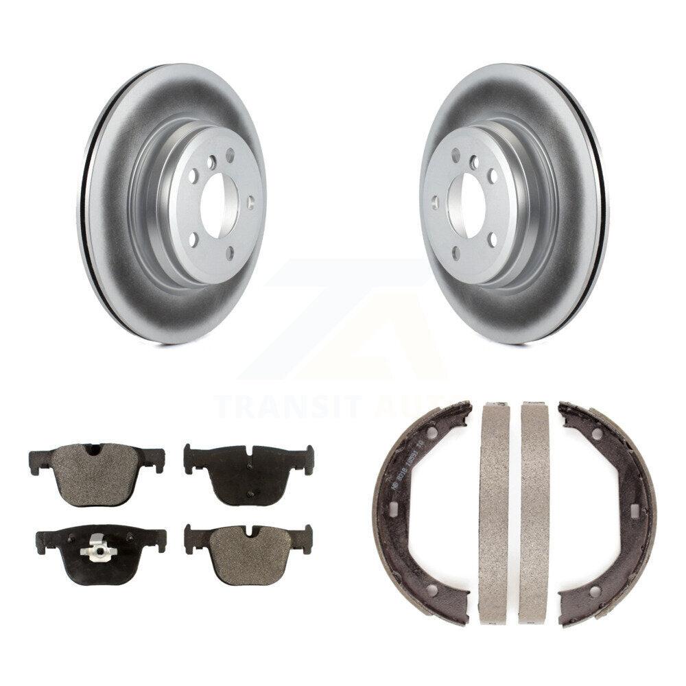 Rear Disc Coated Rotors Semi-Metallic Pads Parking Shoes Kit For BMW 330i xDrive 328i GT KGF-103391