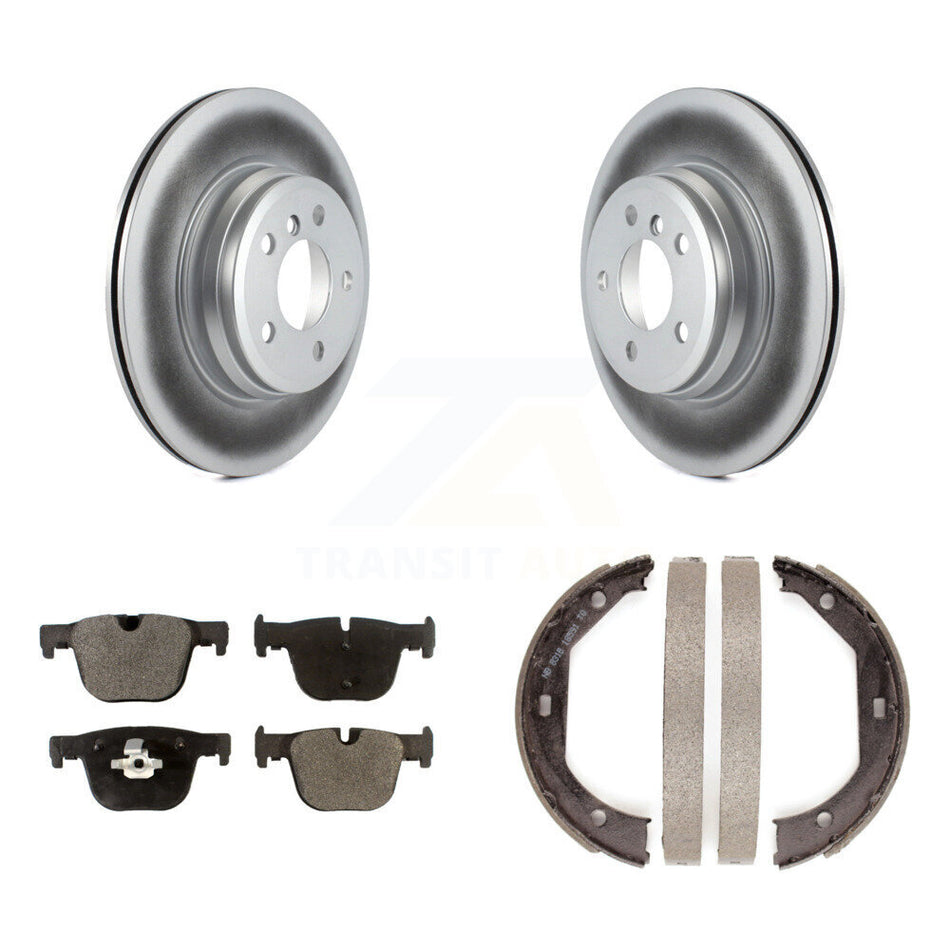 Rear Disc Coated Rotors Semi-Metallic Pads Parking Shoes Kit For BMW 330i xDrive 328i GT KGF-103391