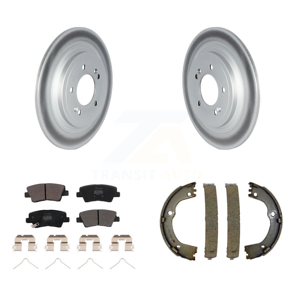 Rear Disc Coated Rotors Semi-Metallic Pads And Parking Shoes Kit For Kia Sportage Hyundai KGF-103392