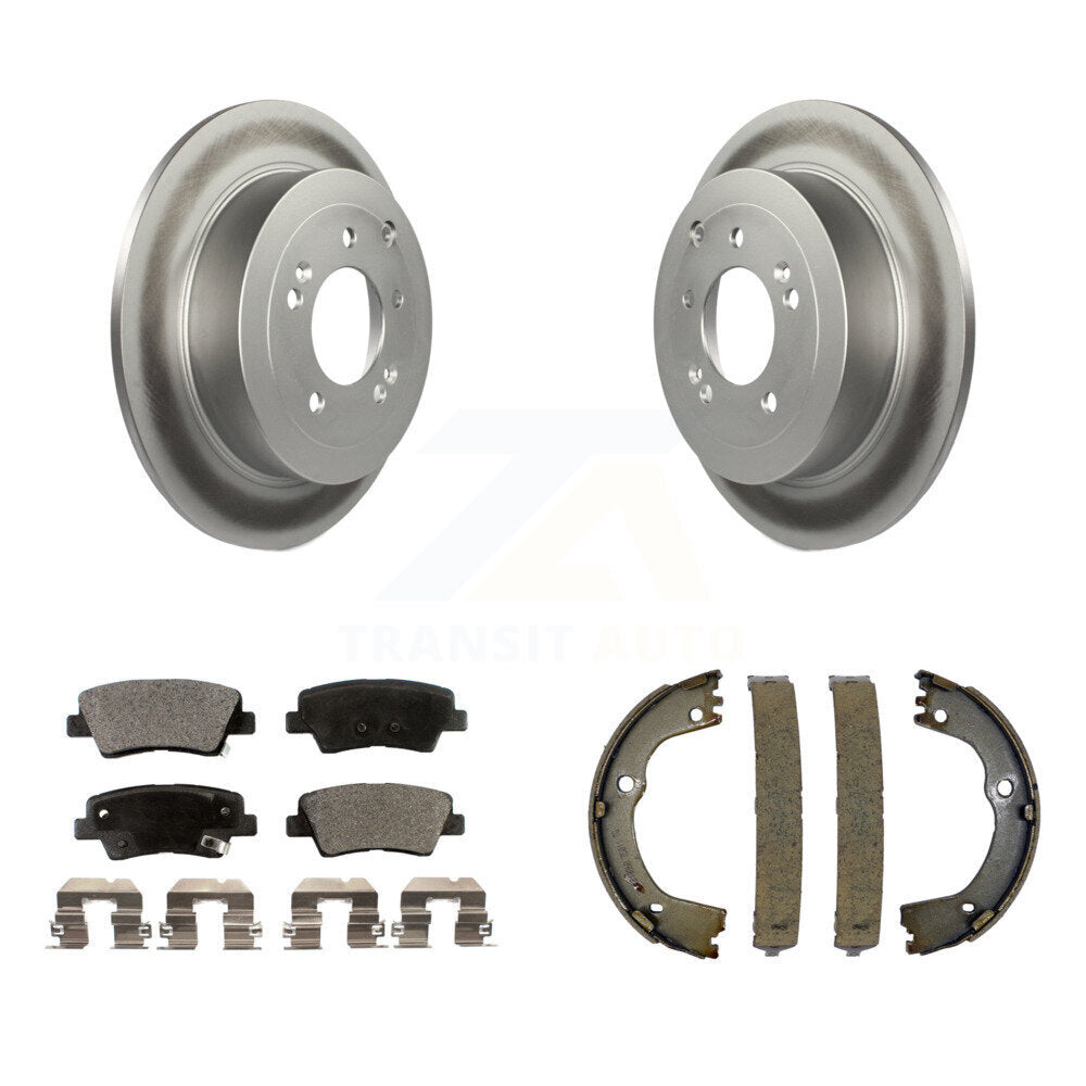 Rear Disc Coated Rotors Semi-Metallic Pads Parking Brake Shoes Kit For Hyundai Tucson Kia KGF-103393