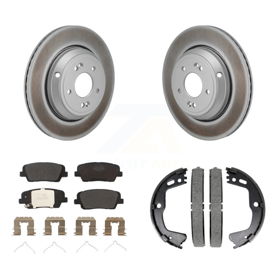 Rear Disc Coated Rotors Semi-Metallic Pads & Parking Shoes Kit For 18-20 Genesis G80 3.3L KGF-103394