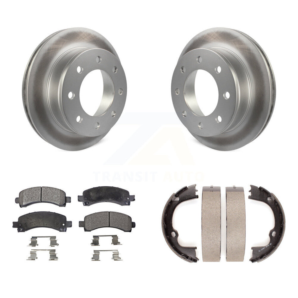 Rear Disc Coated Rotors Semi-Metallic Pads And Parking Shoes Kit For Chevrolet GMC Savana KGF-103402