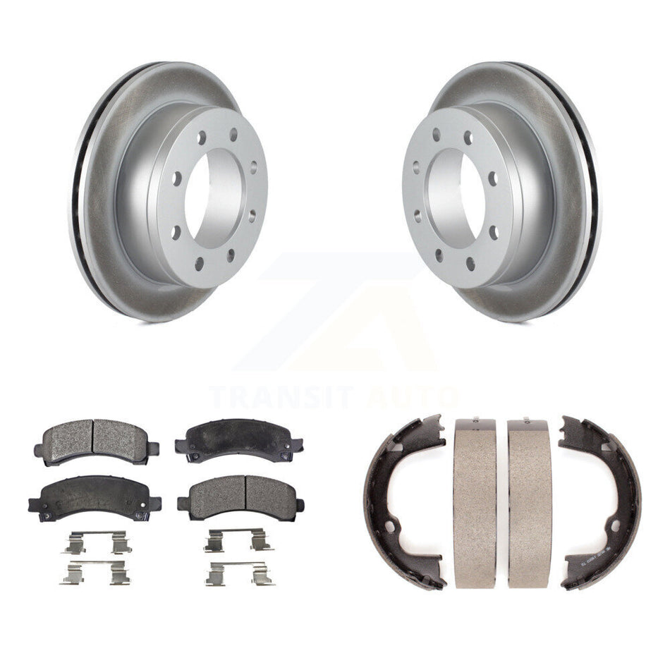 Rear Disc Coated Rotors Semi-Metallic Pads And Parking Shoes Kit For Chevrolet GMC Savana KGF-103403