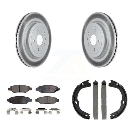 Rear Disc Coated Rotors Semi-Metallic Pads And Parking Brake Shoes Kit For Cadillac CTS KGF-103415