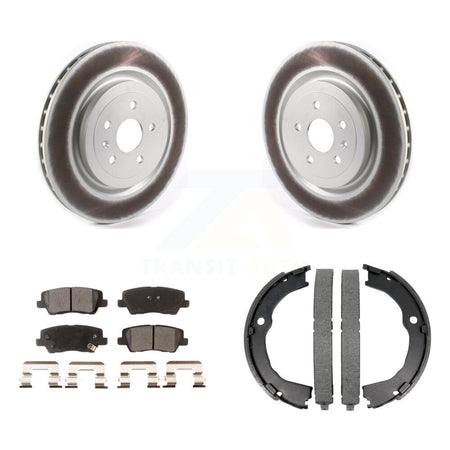 Rear Disc Coated Rotors Semi-Metallic Pads And Parking Brake Shoes Kit For Cadillac CTS KGF-103417