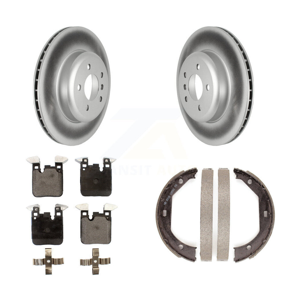 Rear Disc Coated Rotors Semi-Metallic Pads Parking Shoes Kit For BMW 328i xDrive 330i GT KGF-103423