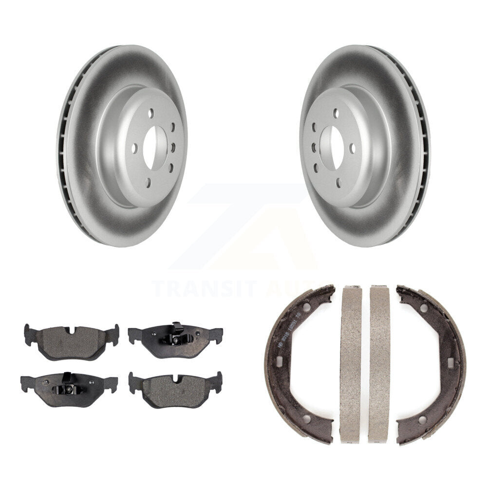 Rear Disc Coated Rotors Semi-Metallic Pads & Parking Brake Shoes Kit For BMW 328i xDrive KGF-103428